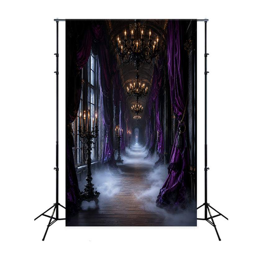 Décors Sur Le Thème D'Halloween : Couloir Gothique Avec Bougies ViolettesIdées De Décors D'Halloween LXX67-112