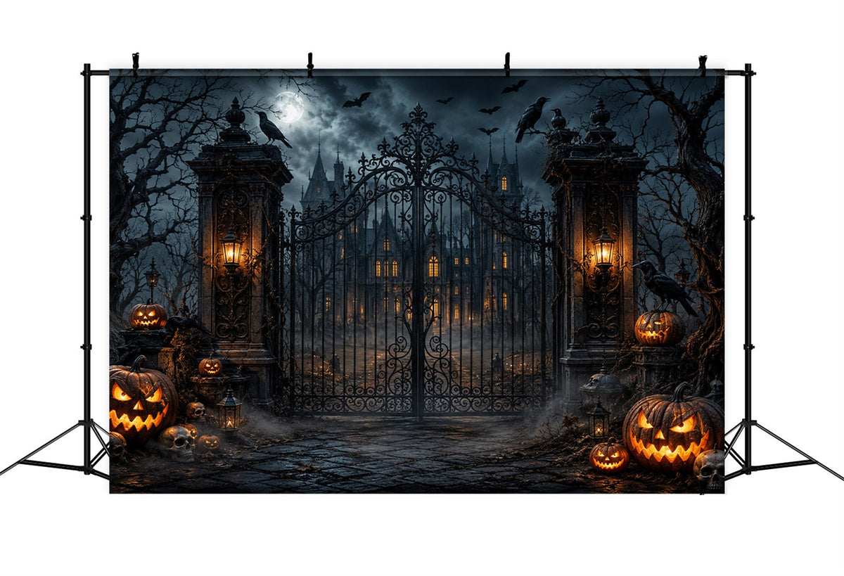 Décor Extérieur D'Halloween Manoir Gothique Porte Citrouille Décors Photo D'Halloween LXX67-121