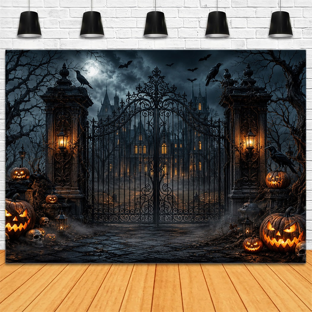 Décor Extérieur D'Halloween Manoir Gothique Porte Citrouille Décors Photo D'Halloween LXX67-121