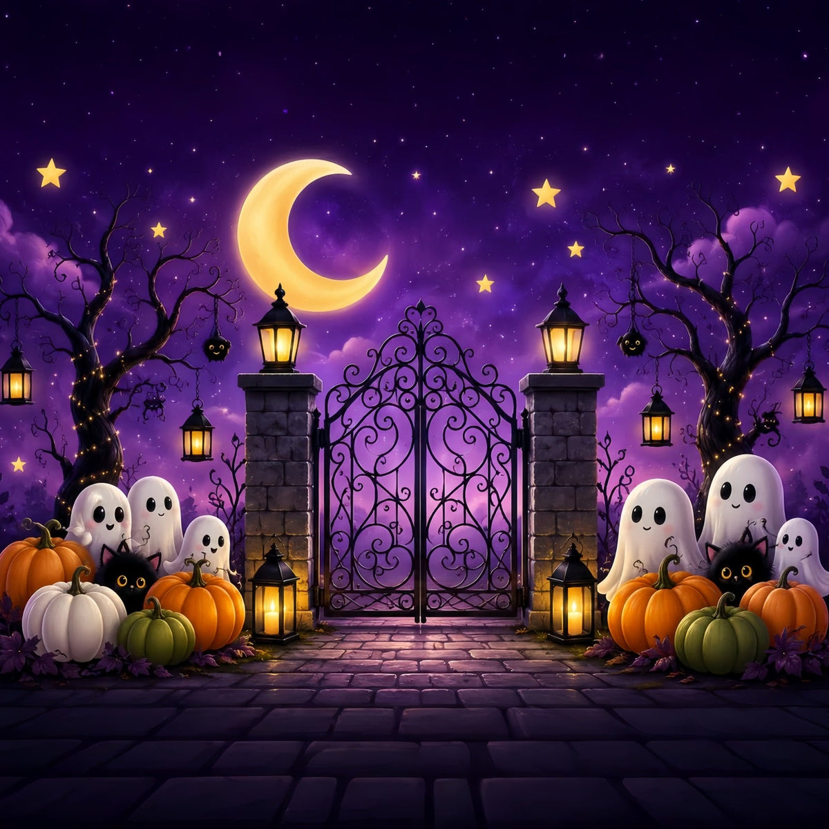Arche De Décor D'Halloween Portail Citrouille Fantôme Mignon Grande Toile De Fond D'Halloween LXX67-142