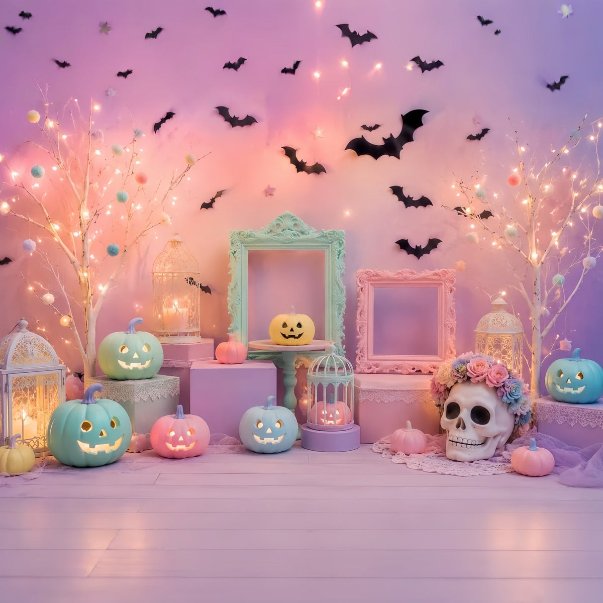 Décors D'Halloween Mignons Citrouille Pastel Et Crâne Décorations De Scène D'Halloween LXX67-165