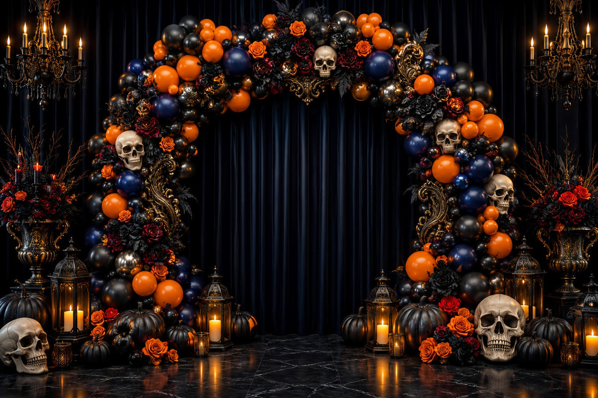 Idées De Décors Pour Photomaton D'Halloween Arche De Ballons En Forme De Crâne Et De Rose LXX67-174