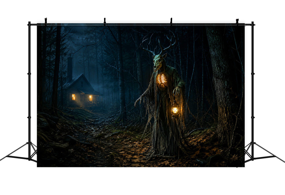 Décor De Cabane Fantôme En Forêt Avec Bois De Cerf Extérieur Halloween LXX67-180