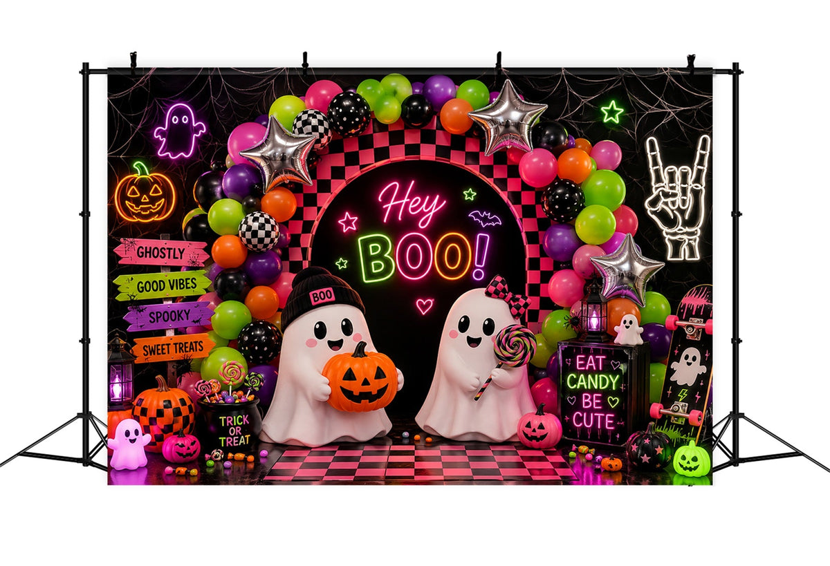 Décor D'Halloween Pour Photomaton Ballon Fantôme Néon Décor Mignon Pour Fête D'Halloween LXX67-182