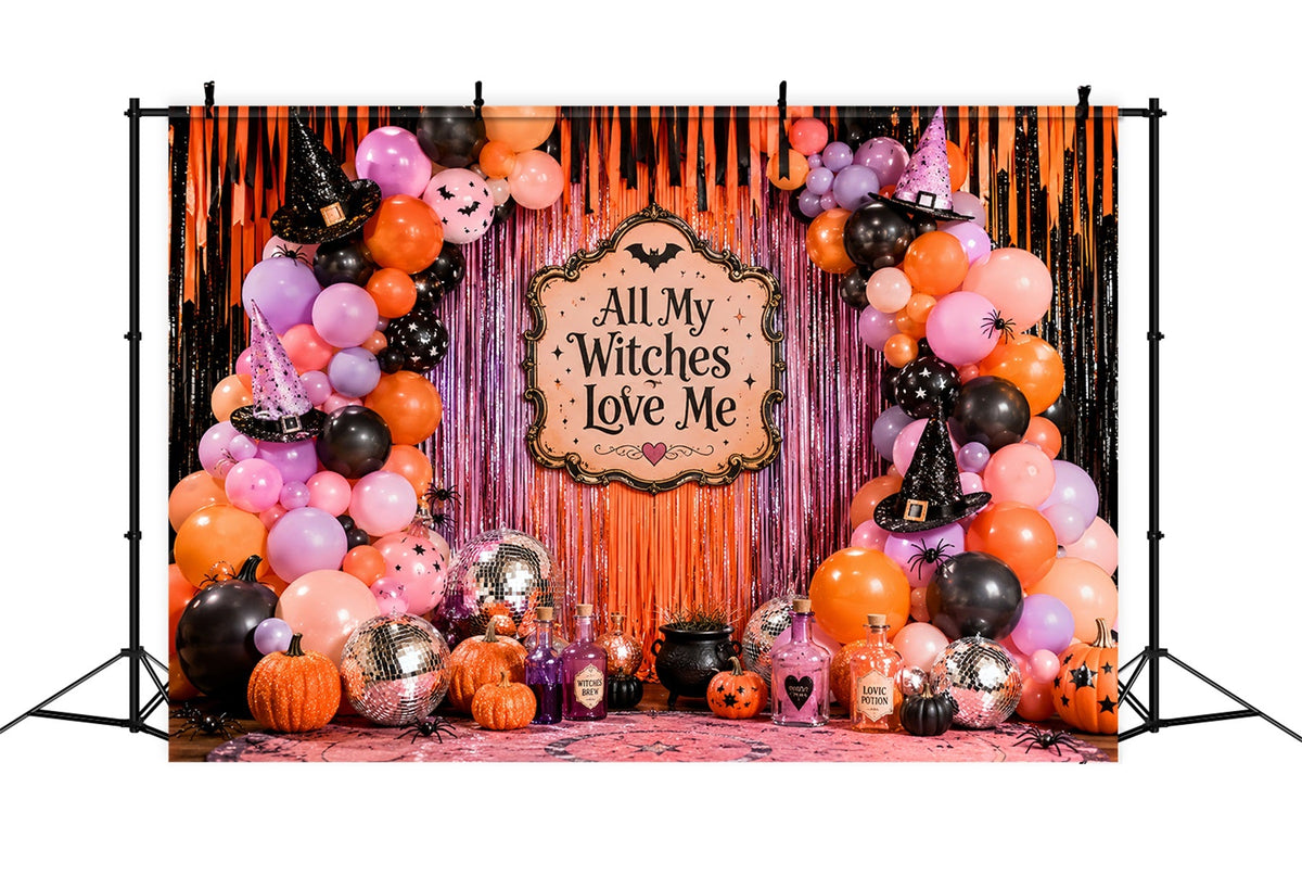Décor De Fond Pour Photomaton D'Halloween Ballons Sorcières Décoration De Fête Halloween LXX67-193