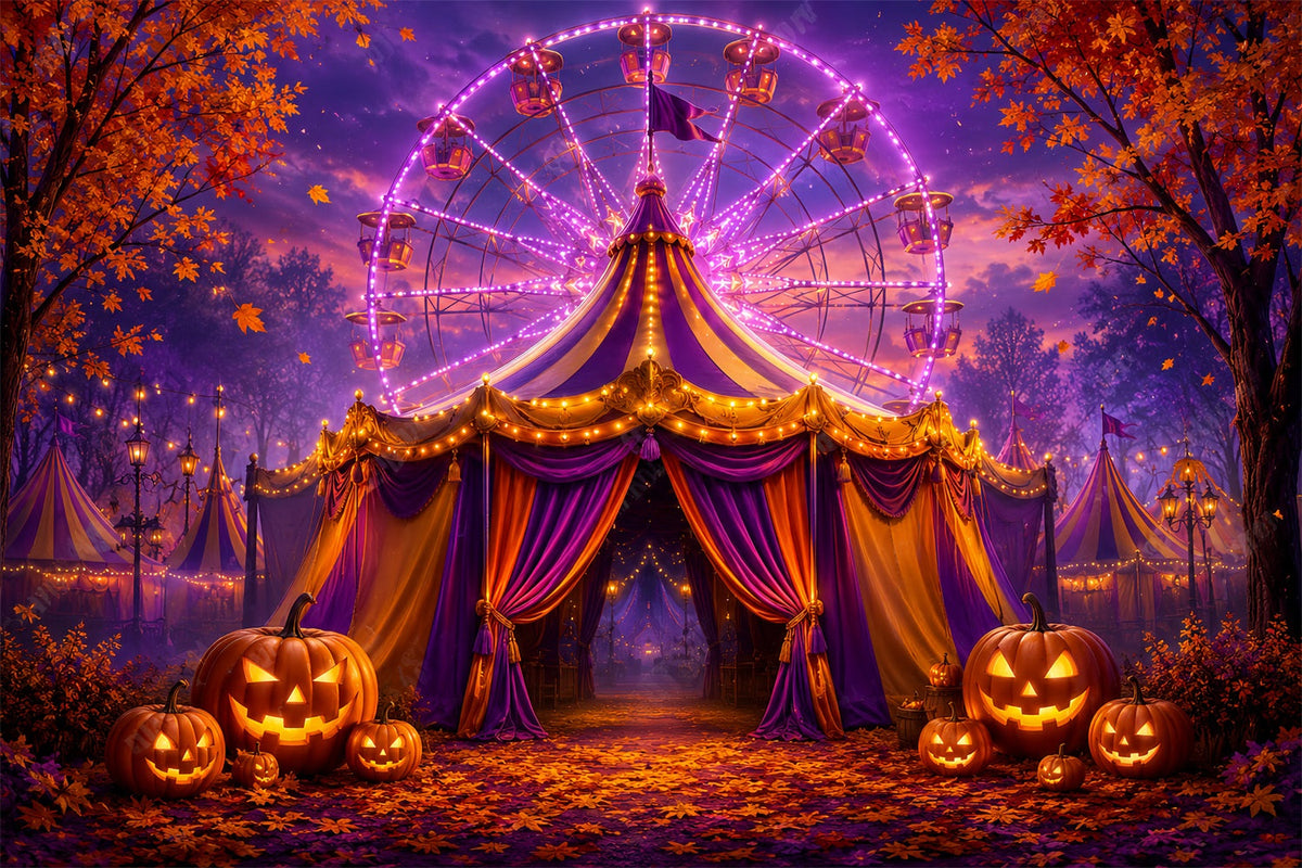 Décors D'Halloween Pour Photos Carnaval  Violet itrouille Festival Cirque D'Halloween LXX67-198