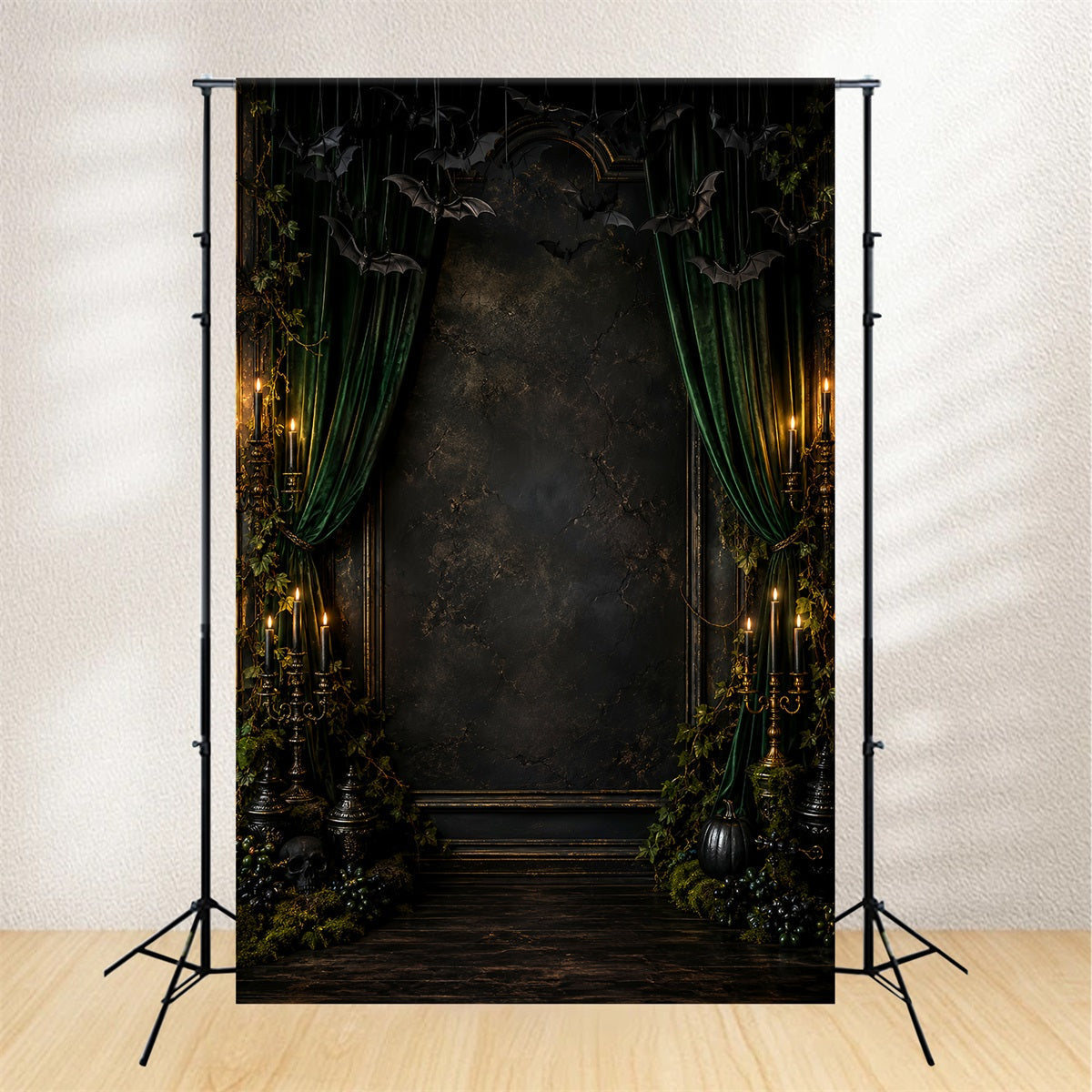 Décor De Scène D'Halloween Chauve-Souris Émeraude Décoration De Chambre À Bougies Pour Halloween LXX67-205