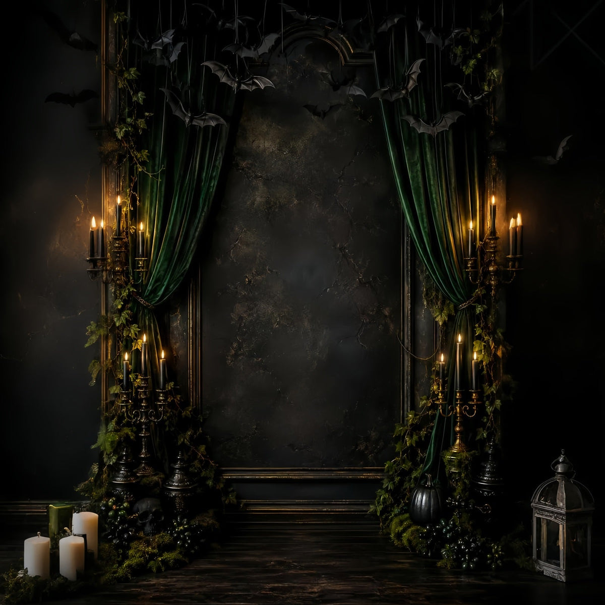 Décor De Scène D'Halloween Chauve-Souris Émeraude Décoration De Chambre À Bougies Pour Halloween LXX67-205