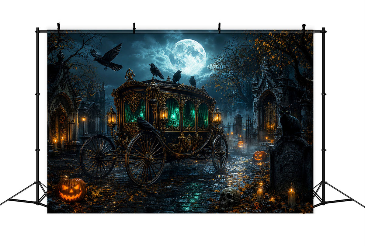 Décor De Cimetière Au Clair De Lune Corbeau Corbillard Décor D'Halloween LXX67-211