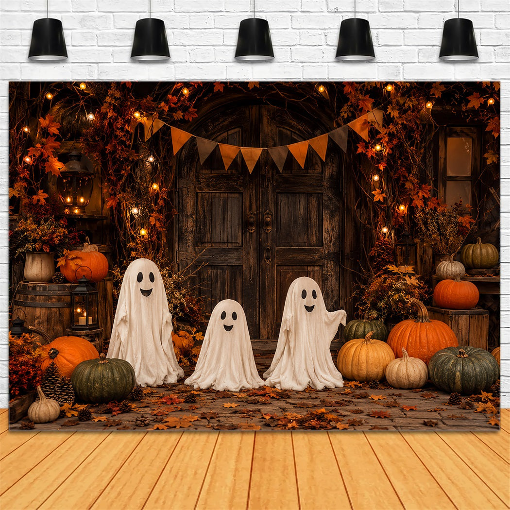Décor De Maison Hantée Rustique Avec Porte De Citrouille Fantôme Gothique LXX67-214