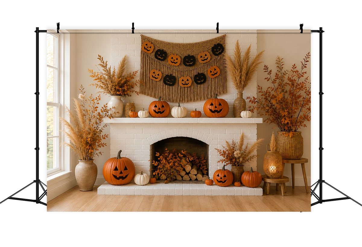 Décor De Cheminée Automnal Chaleureux Avec CitrouilleIdées De Décor Pour Halloween LXX67-216