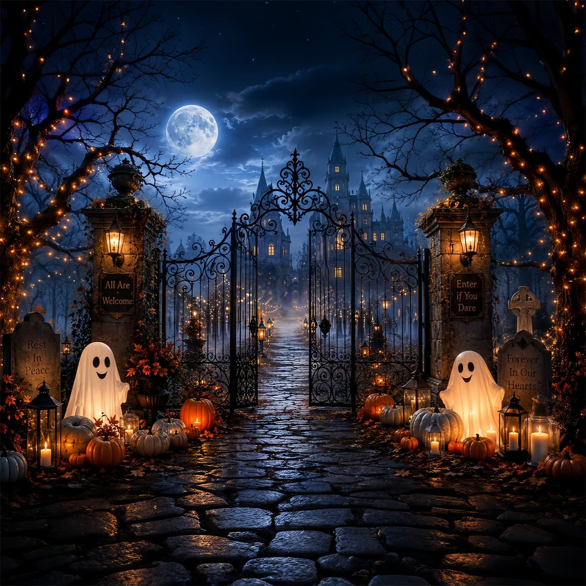 Décor De Cimetière D'Halloween Entrée De Château Hanté Décors D'Halloween LXX67-219