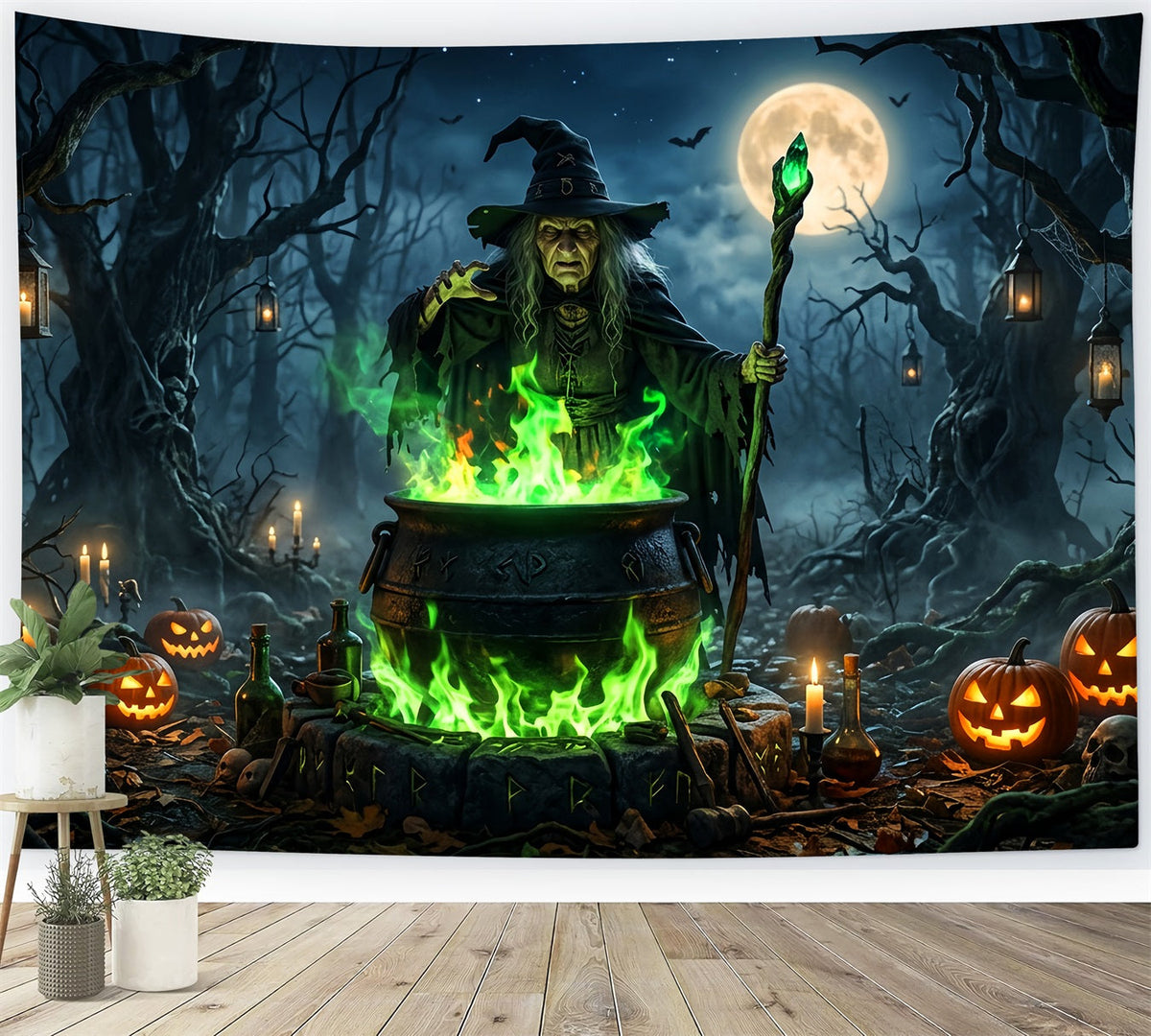 Décor De Sorcière Au Clair De Lune Chaudron De Sorcière Rituel D'Horreur Décor LXX67-225