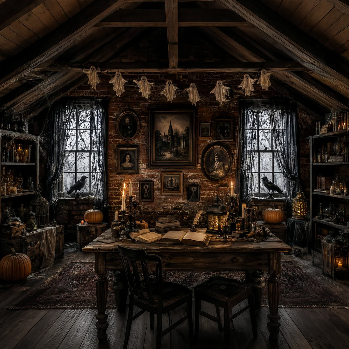Décors De Maison Hantée Portrait De Corbeau À La Bougie Décors De Grenier Pour Photos D'Halloween LXX67-228
