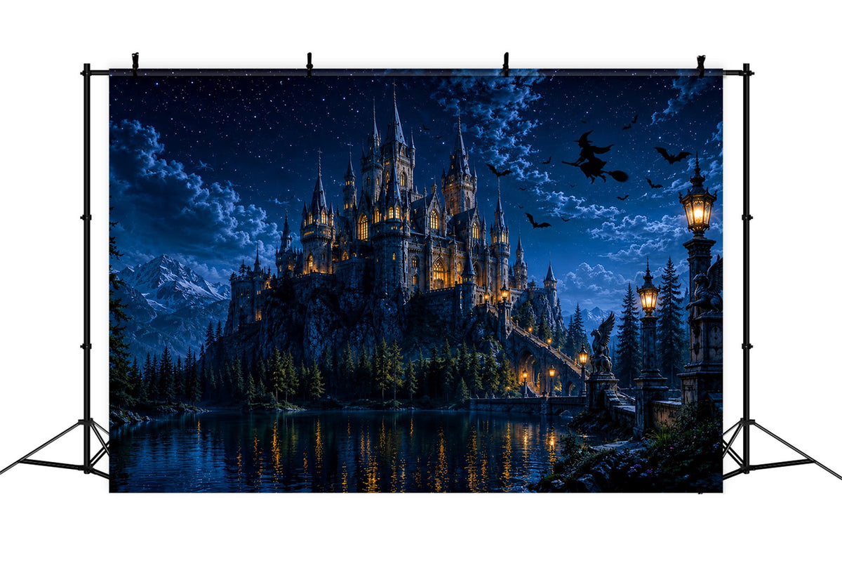 Décor De Château Hanté Maison De Sorcière Au Clair De Lune Lac Décor Photo D'Halloween LXX67-233