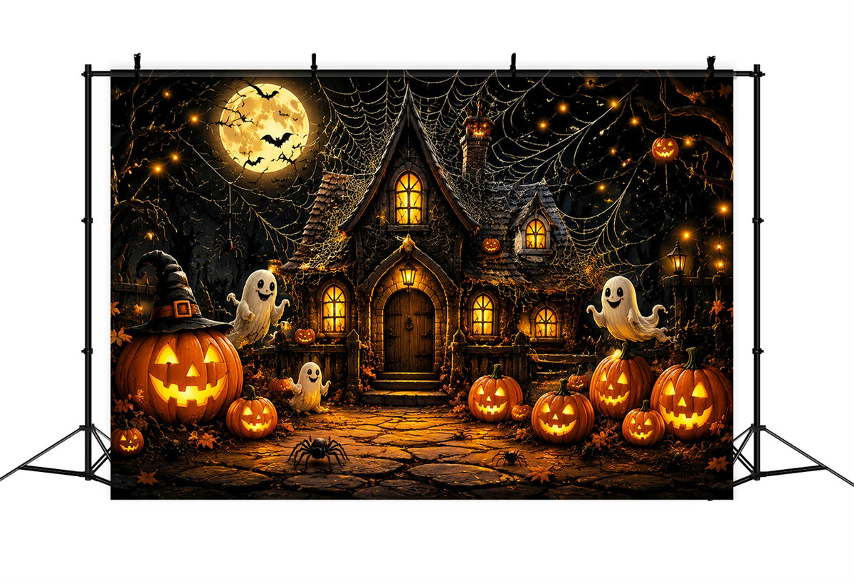 Décor D'Halloween Pour Photomaton Fantôme Citrouille Maisonnette Toiles Décor D'Halloween LXX67-24