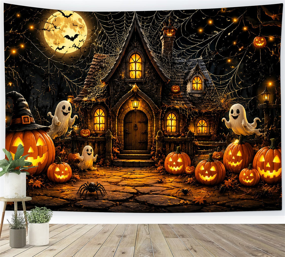 Décor D'Halloween Pour Photomaton Fantôme Citrouille Maisonnette Toiles Décor D'Halloween LXX67-24