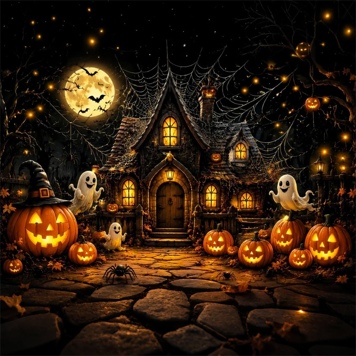 Décor D'Halloween Pour Photomaton Fantôme Citrouille Maisonnette Toiles Décor D'Halloween LXX67-24