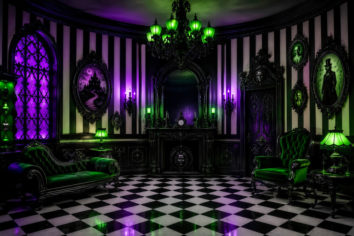 Décor De Maison Hantée Pour Halloween Violet Et VertStyle Gothique Décor Effrayant LXX67-245