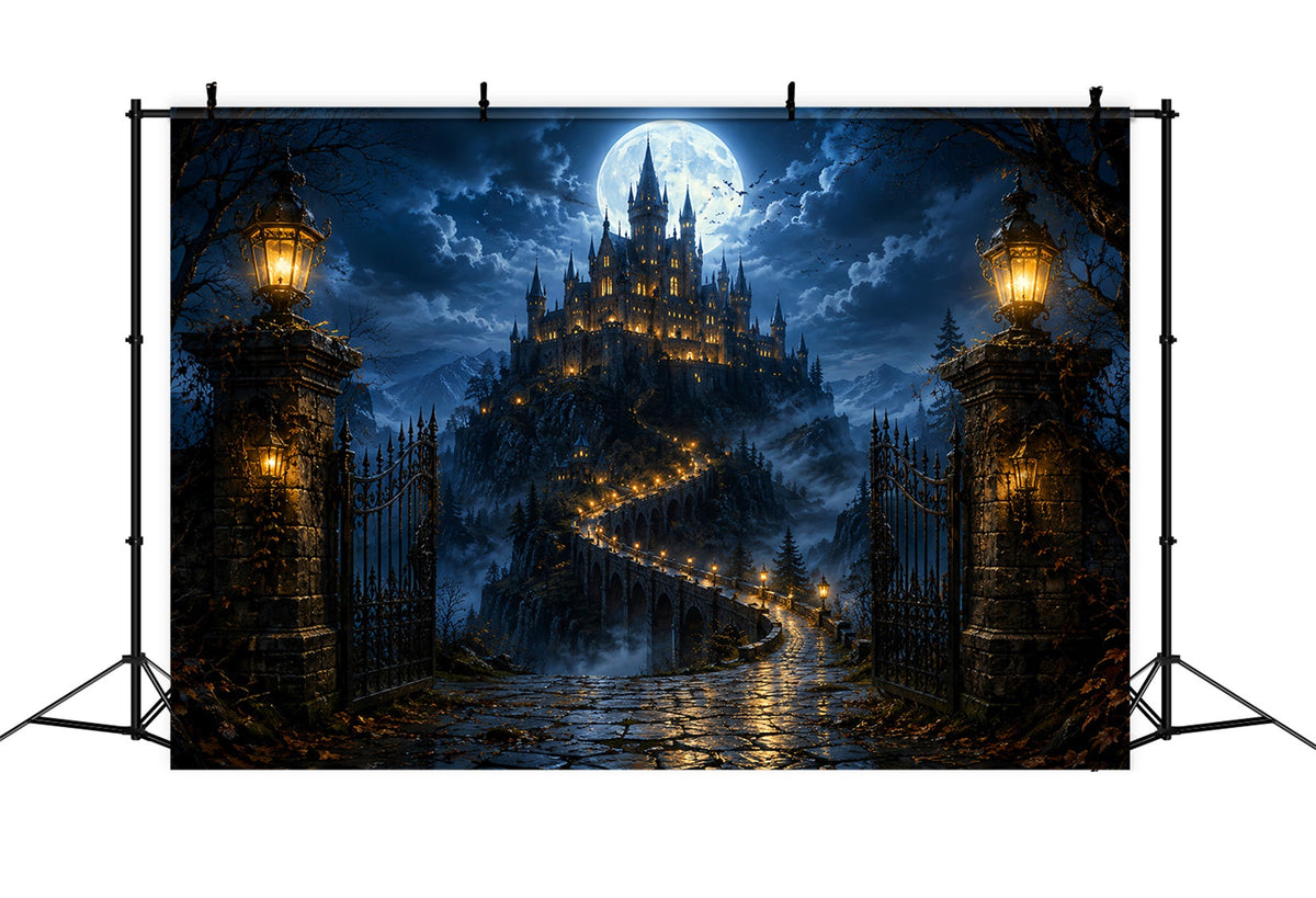 Décor De Cimetière HantéPorte D'Entrée Du Château Éclairée Par La LuneDécor Du Magic Kingdom LXX67-258