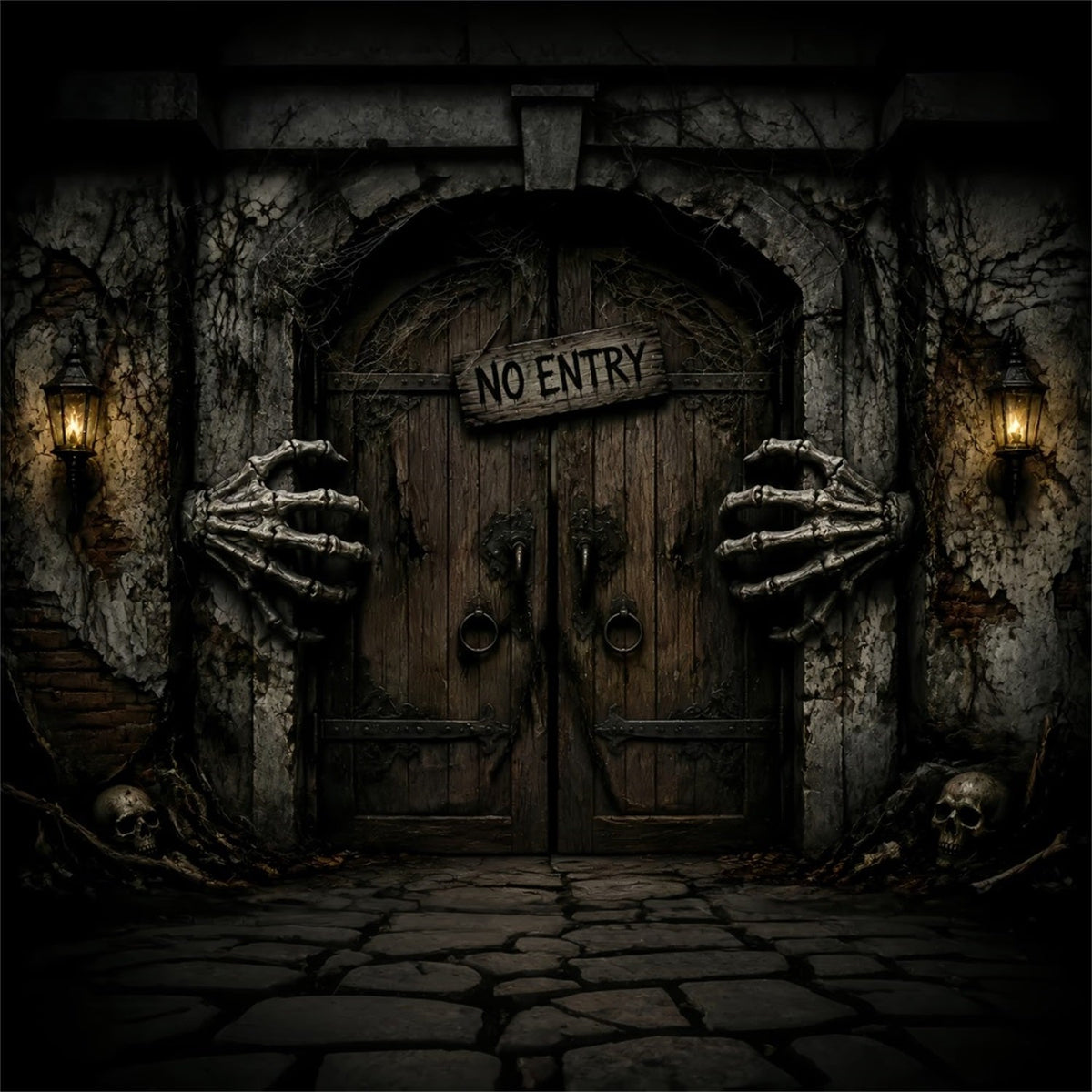 Décor De Garage Pour Halloween Mains Squelettiques Porte Interdite Décor LXX67-26