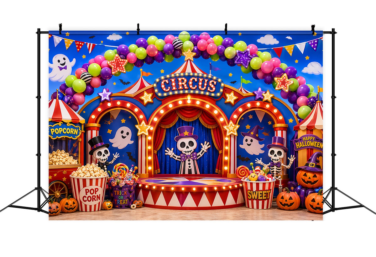 Décor De Carnaval D'Halloween Scène De Cirque Squelette Et Bonbons À Faire Soi-Même LXX67-44
