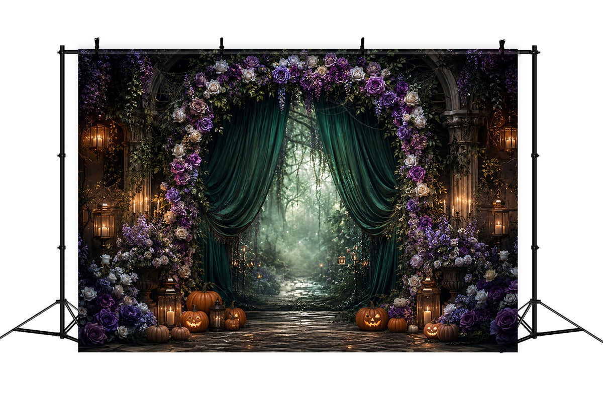 Décor Photographique D'Halloween Arche Florale Gothique En Forêt Décor Effrayant D'Halloween LXX67-46