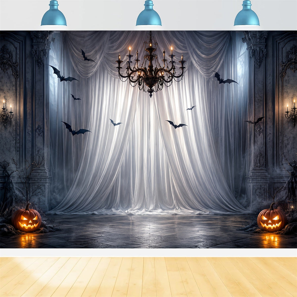 Idées De Décors Photo Pour Une Fête D'Halloween Draperies Gothiques Lustre Chauves-Souris Décor LXX67-50