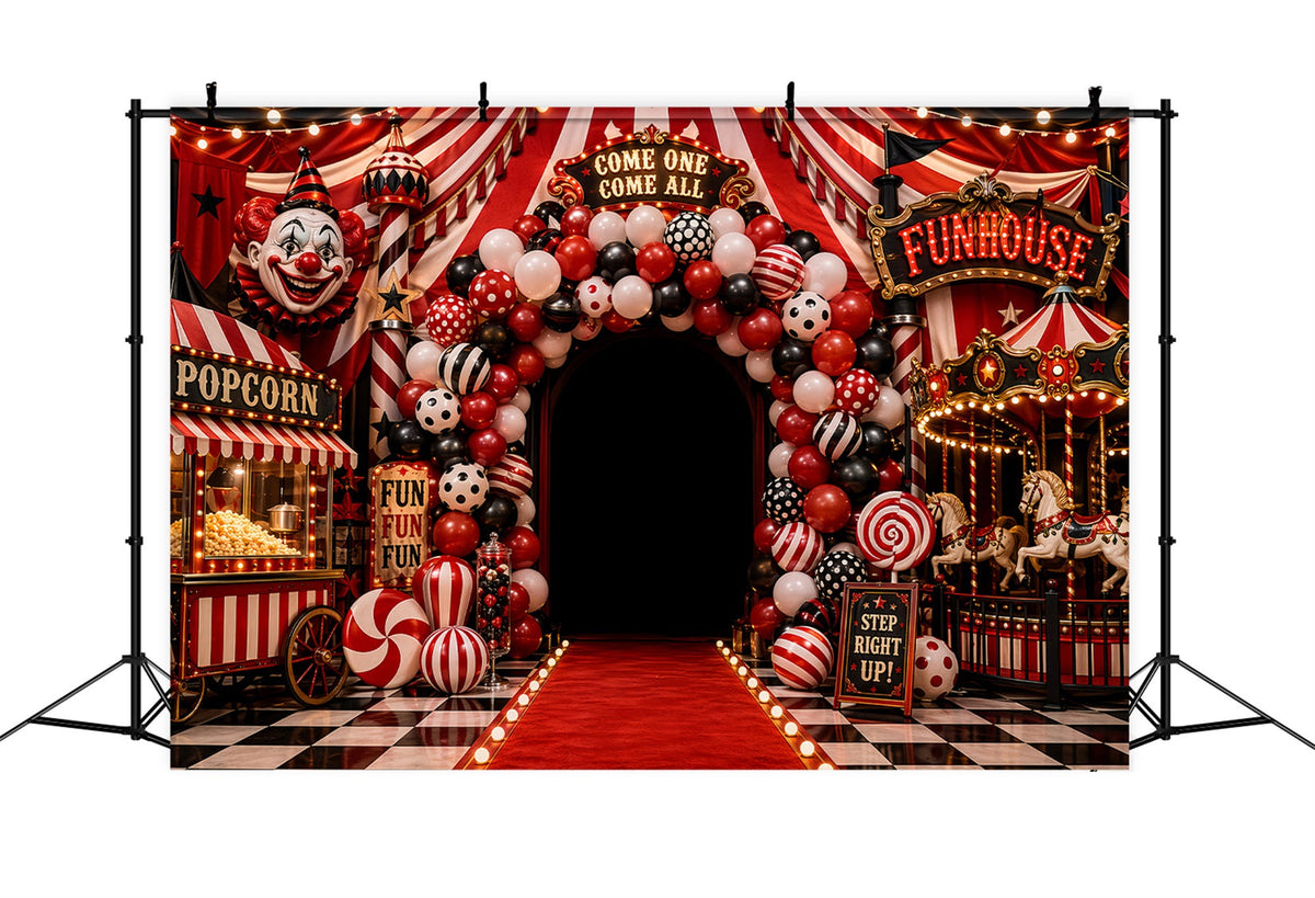 Décor De Clown D'Halloween Entrée De Maison Hantée Avec Ballons Décor En Tissu D'Halloween LXX67-55
