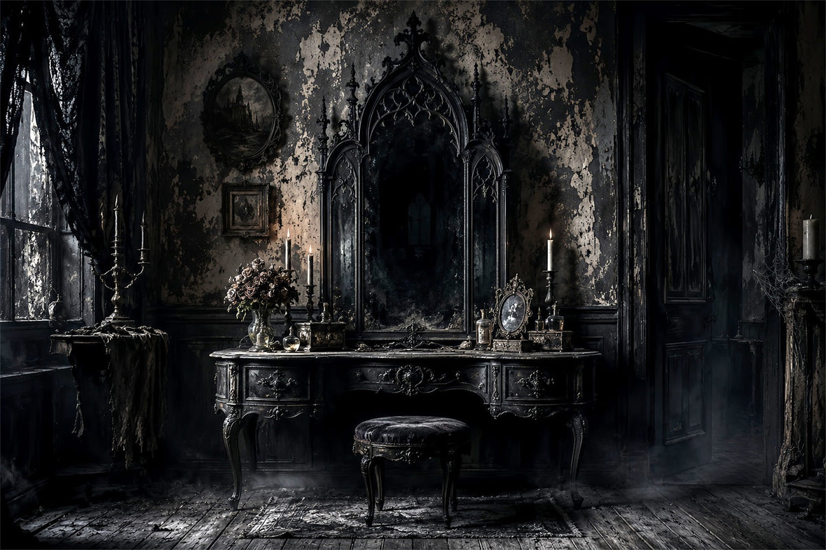 Décor De Salle De Bain Gothique Avec Miroir Et Thème HalloweenIdéal Pour Les Photos LXX67-60