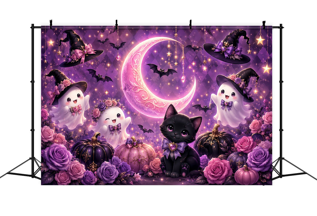 Décors D'Halloween Mignons Chat Fantôme Mignon Et LuneDécors D'Halloween LXX67-63