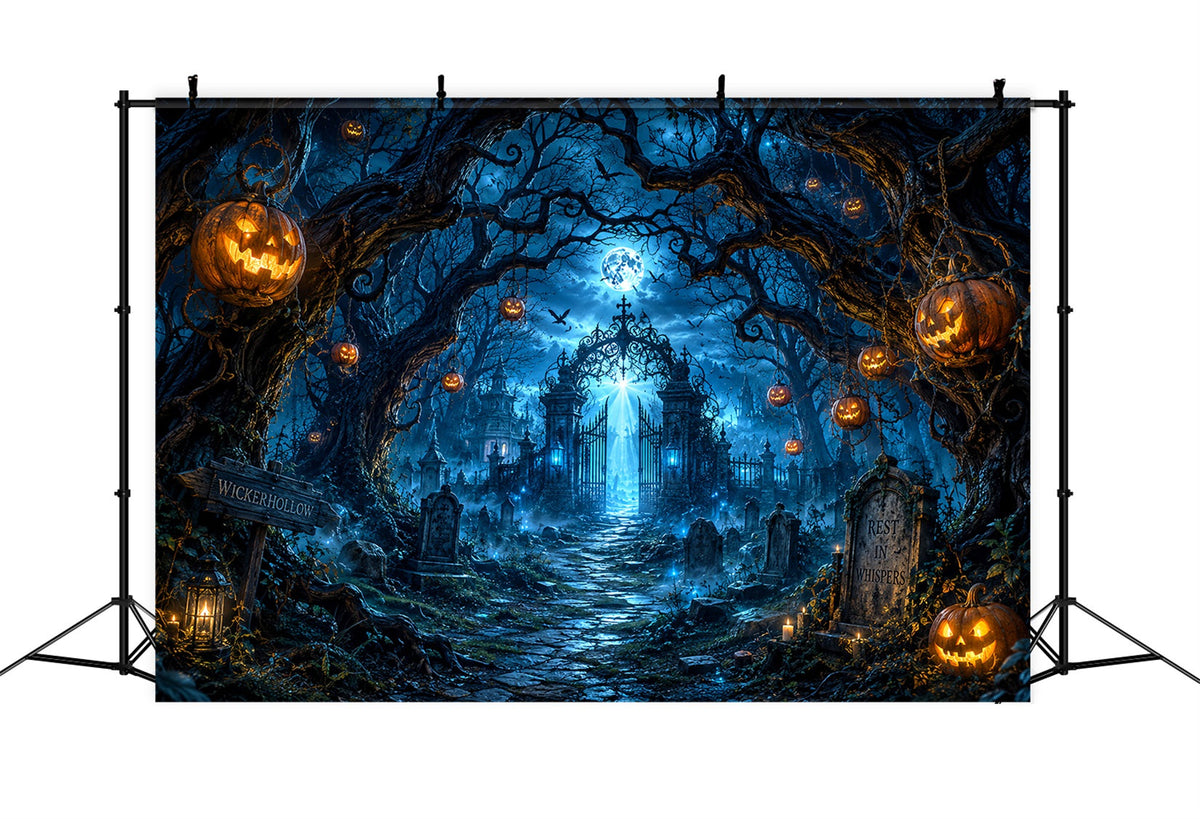 Décor De Cimetière Personnalisé Pour Halloween Citrouilles Au Clair De LunePorte De Cimetière Décor LXX67-71