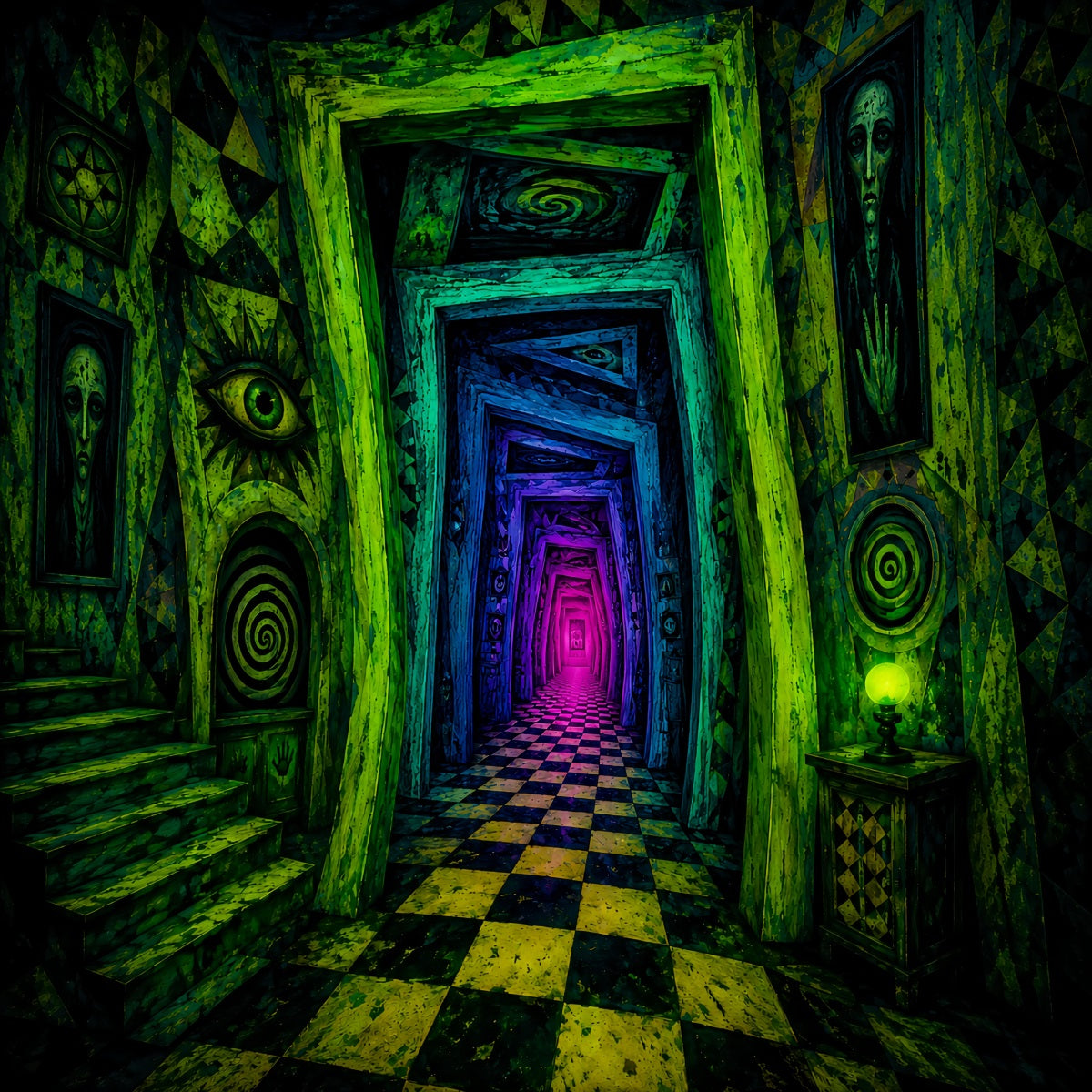 Idées De Décors Pour Photomaton Halloween Couloir En Spirale Hanté Au NéonDécor Photo Halloween LXX67-72