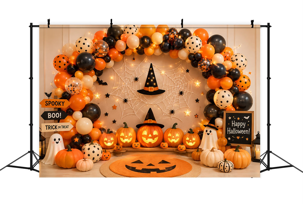 Décor De Fond Pour Photomaton D'Halloween Avec Ballons Et Citrouilles Décoration De Fête LXX67-77