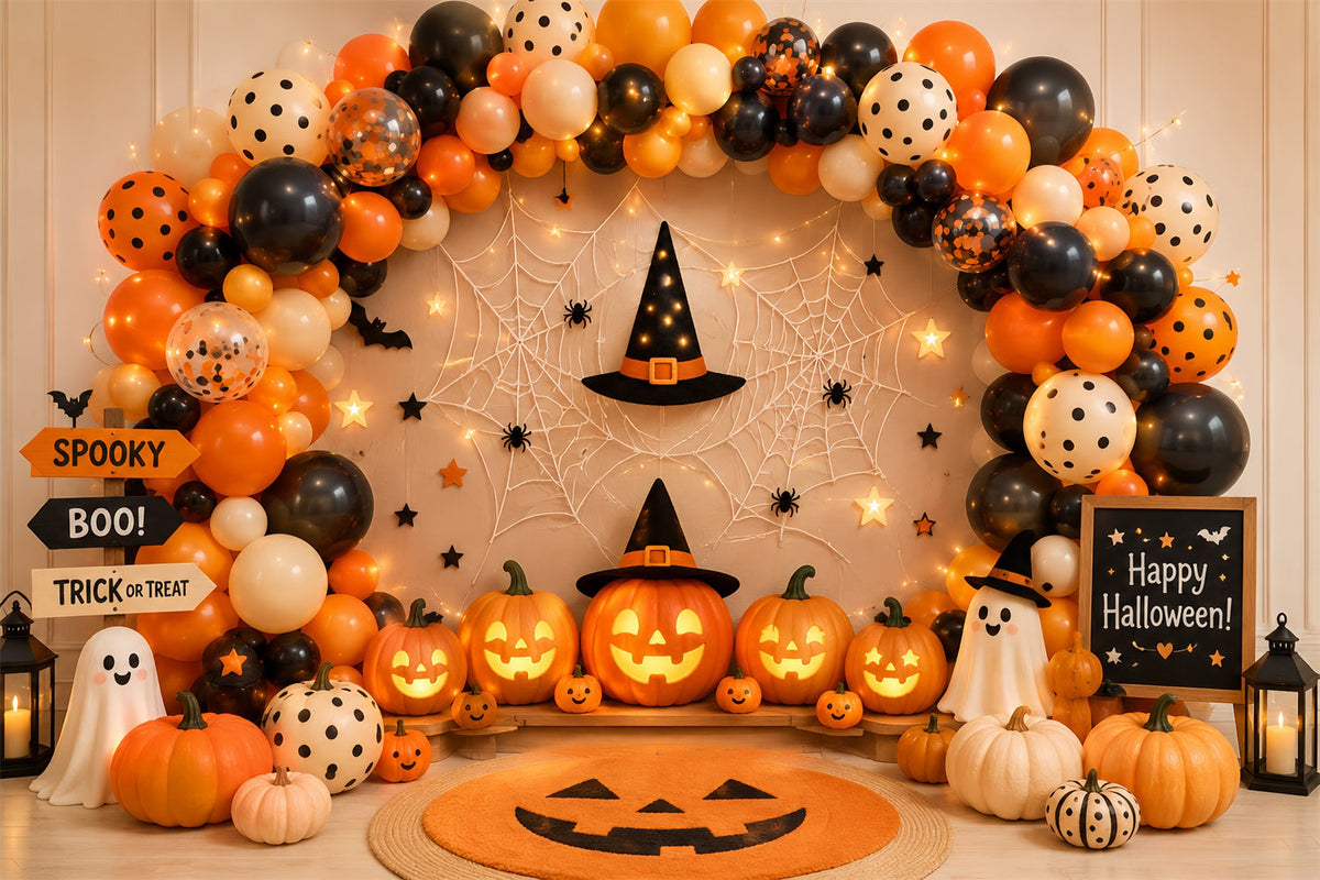 Décor De Fond Pour Photomaton D'Halloween Avec Ballons Et Citrouilles Décoration De Fête LXX67-77