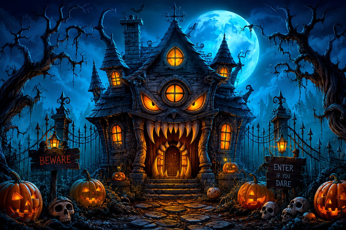 Décor De Noël Extérieur Pour Halloween Manoir Des Monstres Citrouilles Nuit LXX67-78