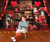 St Valentin Rose Rouge Décorative Coeur Toile de fond M1-02