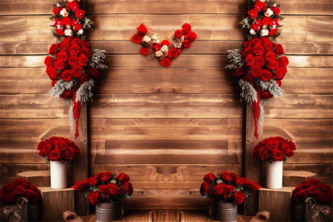St-Valentin Panneau décoratif en bois avec rosace rouge Toile de fond M1-05