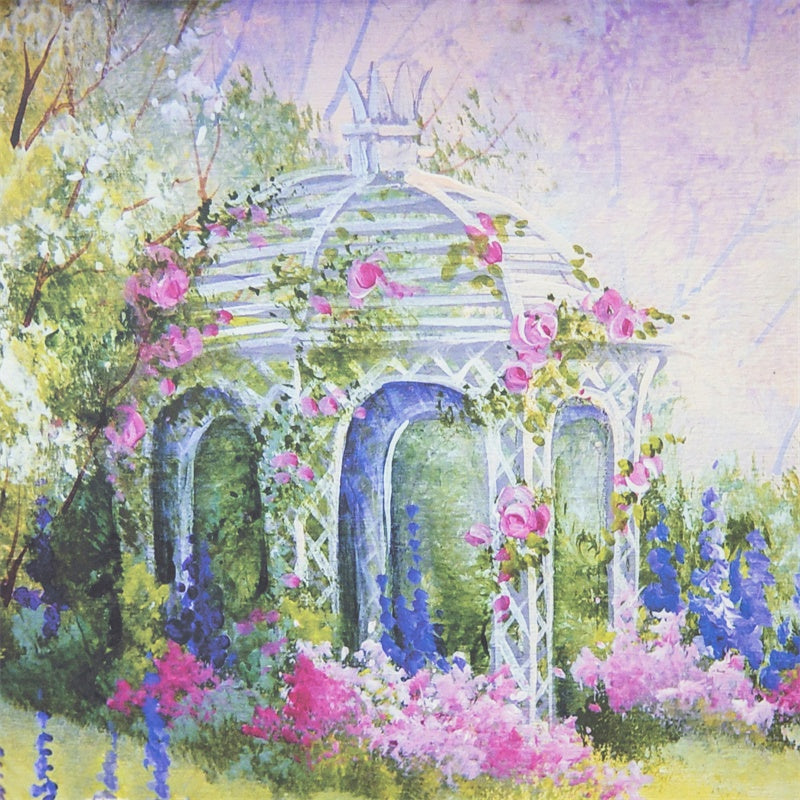 Printemps Peinture Huile Fantaisie Enveloppant Pavillon Fleuri Toile de fond M1-19