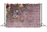 Printemps Vintage Mur de Briques Fleur de Rue Lumière Toile de fond M1-20