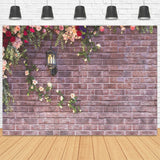 Printemps Vintage Mur de Briques Fleur de Rue Lumière Toile de fond M1-20