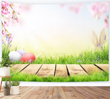 Œuf de Pâques Soleil Fleurs de Cerisier Pelouse Passerelle Toile de fond M1-34