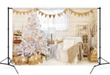Arbre de Noël blanc décoré Toile de fond de chambre M10-05