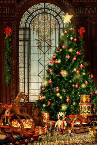 Arbre de Noël décoré Cadeaux Jouets Toile de fond M10-20