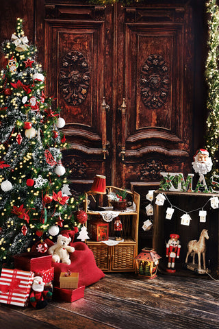 Porte de chambre Vintage Arbre de Noël Cadeaux Toile de fond M10-21