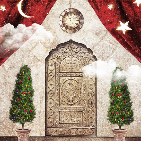 Noël Wonderland Porte Lune Étoiles Toile de fond M10-30