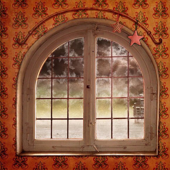 Fenêtre de Noël Vue de la neige Toile de fond de studio M10-48