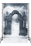 Portes de cimetière Gothiques Enneigées Hivernale Toile de fond M11-04