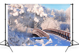 Neige d'hiver Forêt de pins Pont Toile de fond M11-18