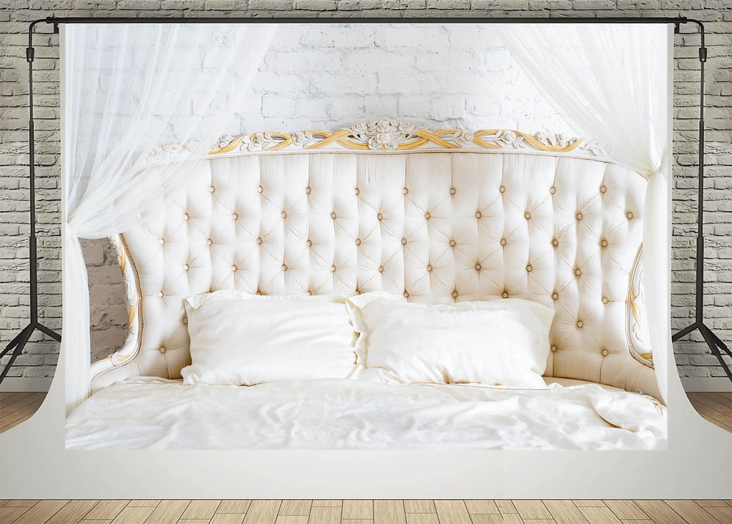 Tête de lit blanche pour Chambre à coucher Toile de fond pour photographie M11-31